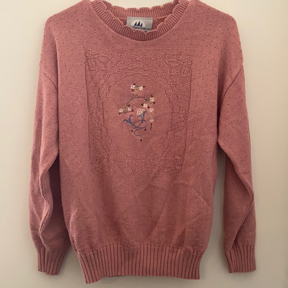 Vintage pink embroidered sweater